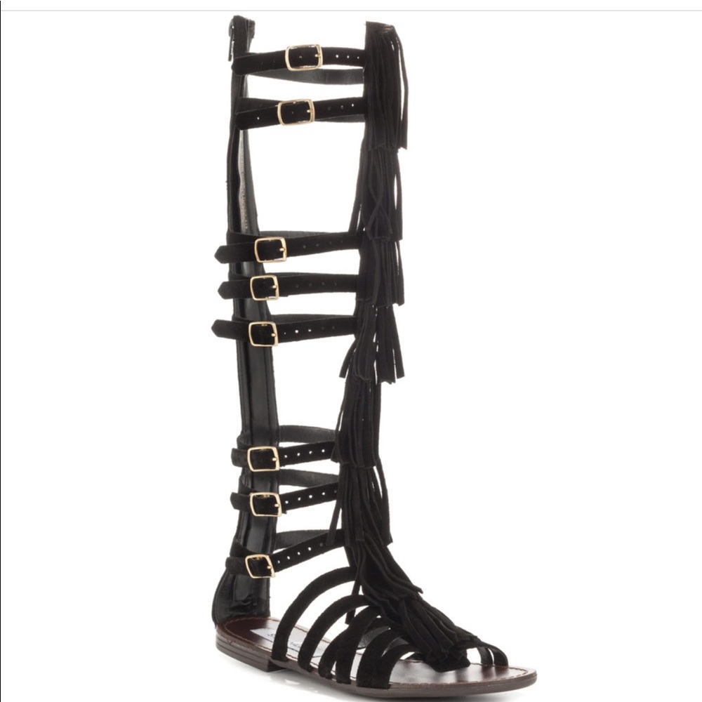 Steve Madden black knee high gladiator Sandals.